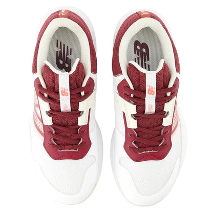 Women's 696v6 D Width Tennis Shoes White and Monarch Burgundy