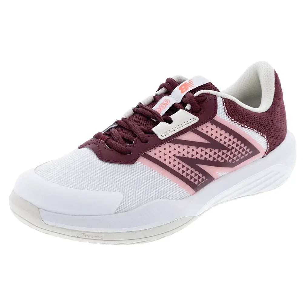 Women's 696v6 D Width Tennis Shoes White and Monarch Burgundy-Footwear-New Balance-WCH696M6D-F25copy-Tennis Express