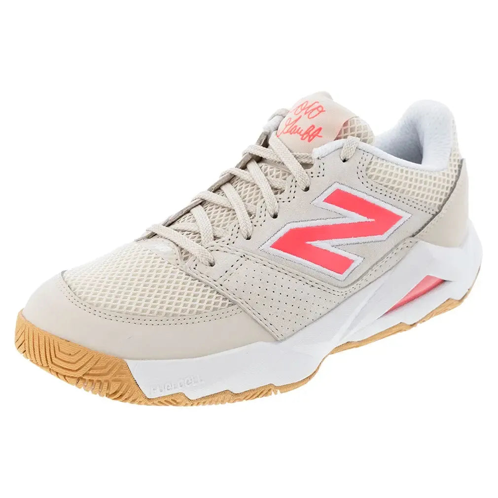 Women's Coco Delray B Width Tennis Shoes Bisque and Urgent Red-Footwear-New Balance-WCHCODUSB-F25copy_2be263d7-826c-4d0c-bc6b-157fc262754a-Tennis Express