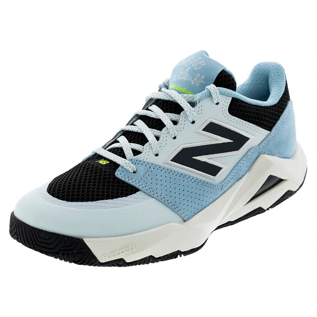 Women's Coco Delray B Width Tennis Shoes Glint Blue and Black