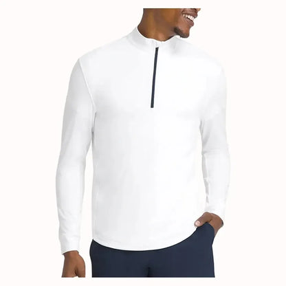Men's Everyday Performance Half-Zip Bright White-Apparel-Wilson-WM00305531-WTAB-Tennis Express