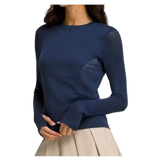 Women's Pro Seamless Long Sleeve Tennis Top Classic Navy