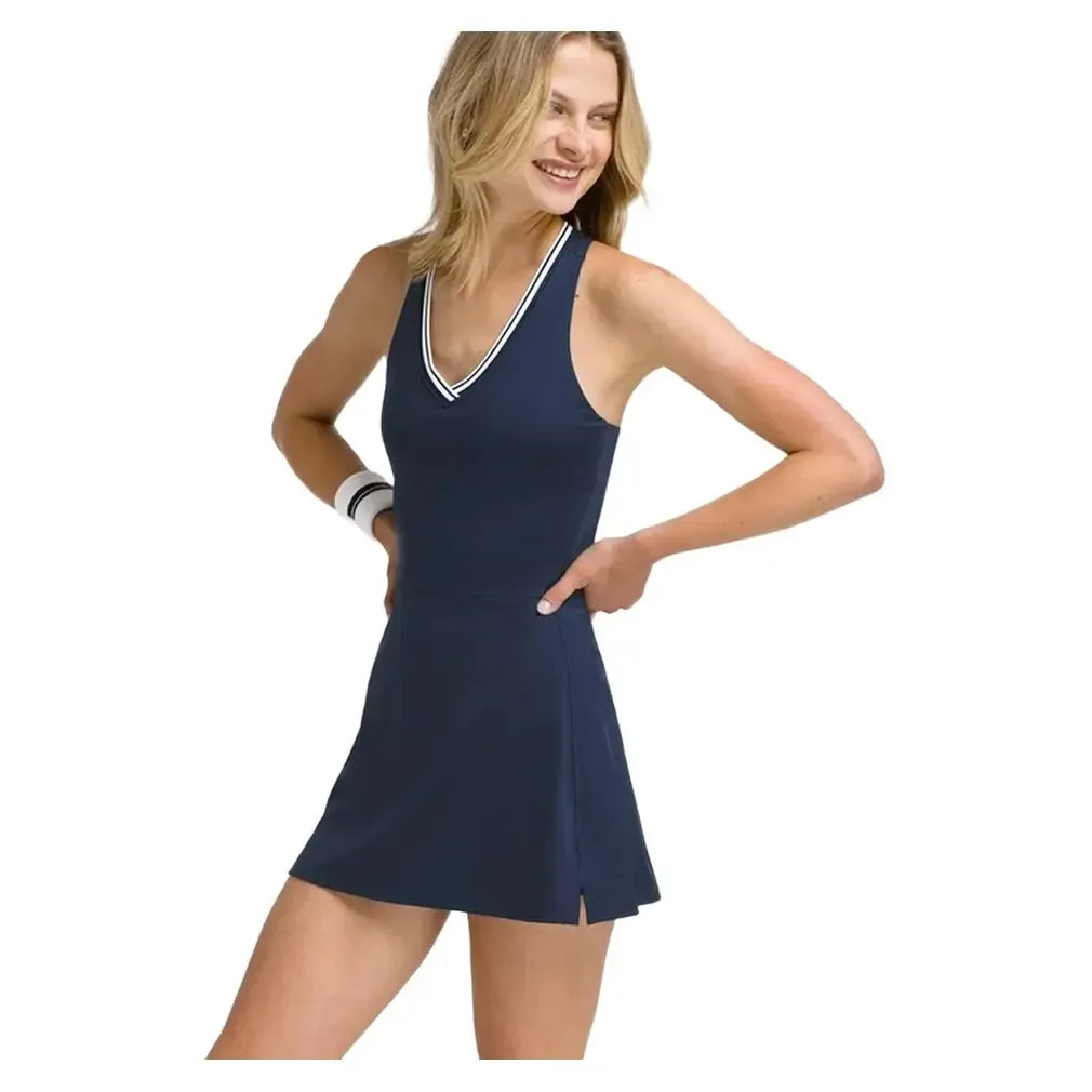 Women's Unlined Tiebreaker Tennis Dress Classic Navy