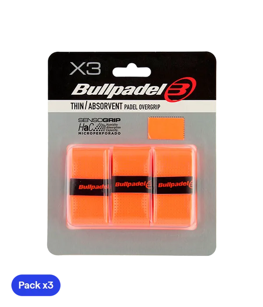Overgrips Bullpadel GB1705 Thin/Absorbent Naranja Fluor (Pack x3)