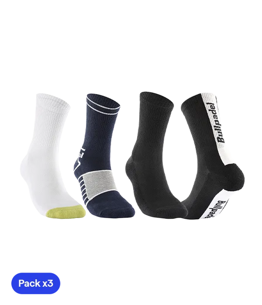 Socks Bullpadel BP255l Negro/Verde/Azul Marino 2025 (Pack x3)